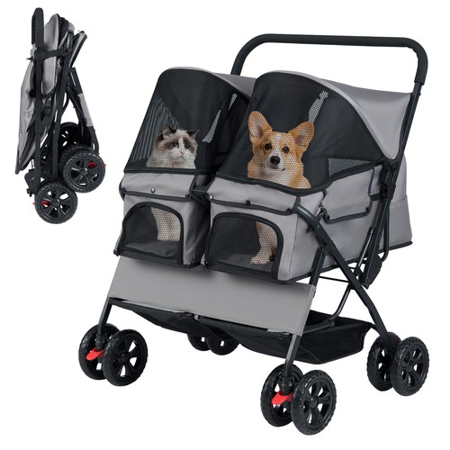 Double pet stroller - double,