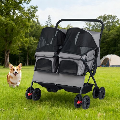 Double pet stroller - double,