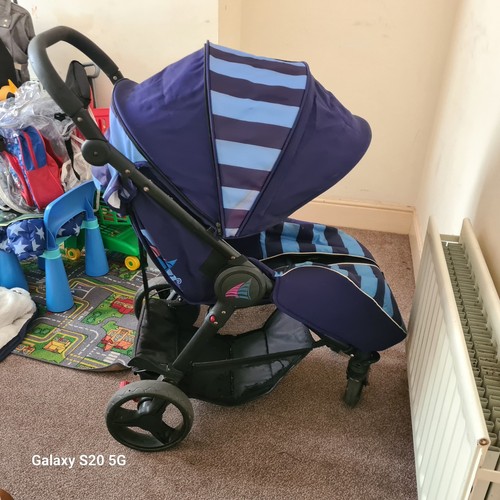 Blue striped stroller - blue,