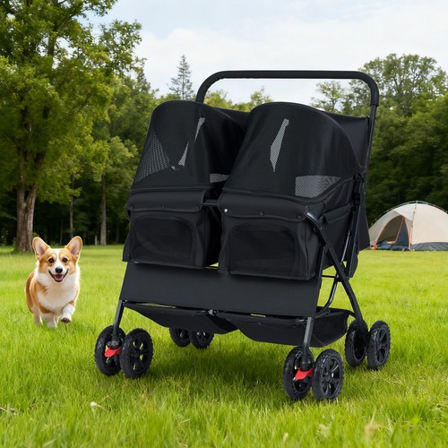 Double pet stroller - double,